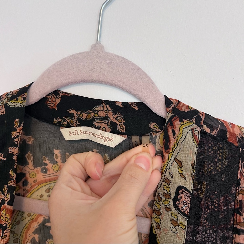 Soft surroundings boho kimono open front bell sleeve top - Picture 3 of 5